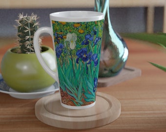 Van Gogh Art Large Coffee Mugs, Irises 16 Oz Tea Mug, Latte Cup, Work From Home | 16oz.