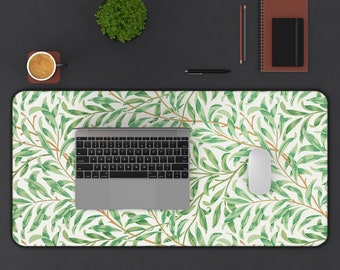 Desk Mat Aesthetic, William Morris, Green Desk Mat, xl mousepad, Trendy Workspace