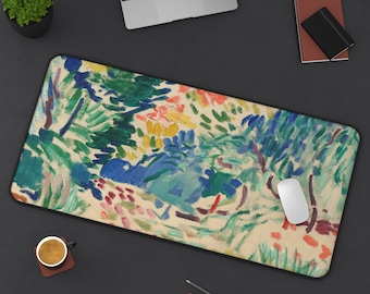 Henri Matisse Print Extend Desk Mat, Landscape at Collioure Extra Large Mousepad, Trendy Workspace