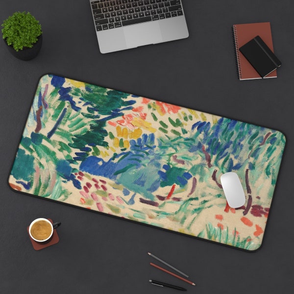 Henri Matisse Print Extend Desk Mat, Landscape at Collioure Extra Large Mousepad, Trendy Workspace