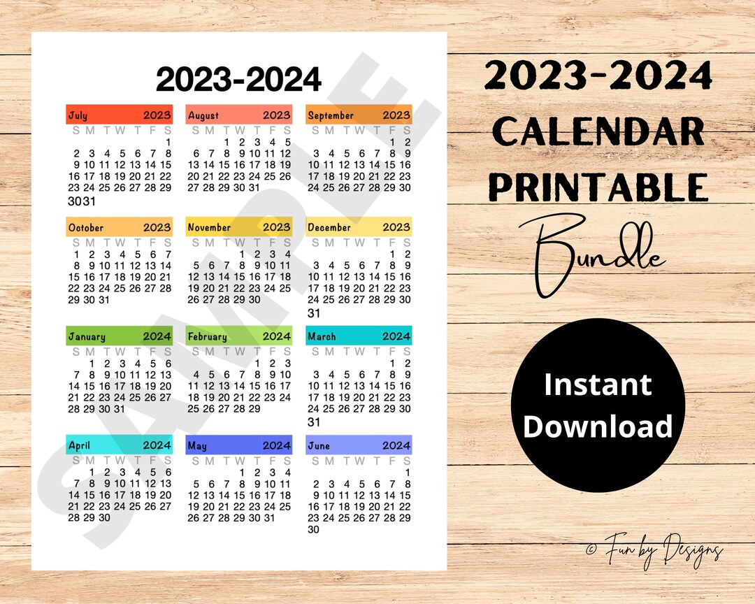 20232024 Printable Year at a Glance Desk Calendar Yearly Etsy