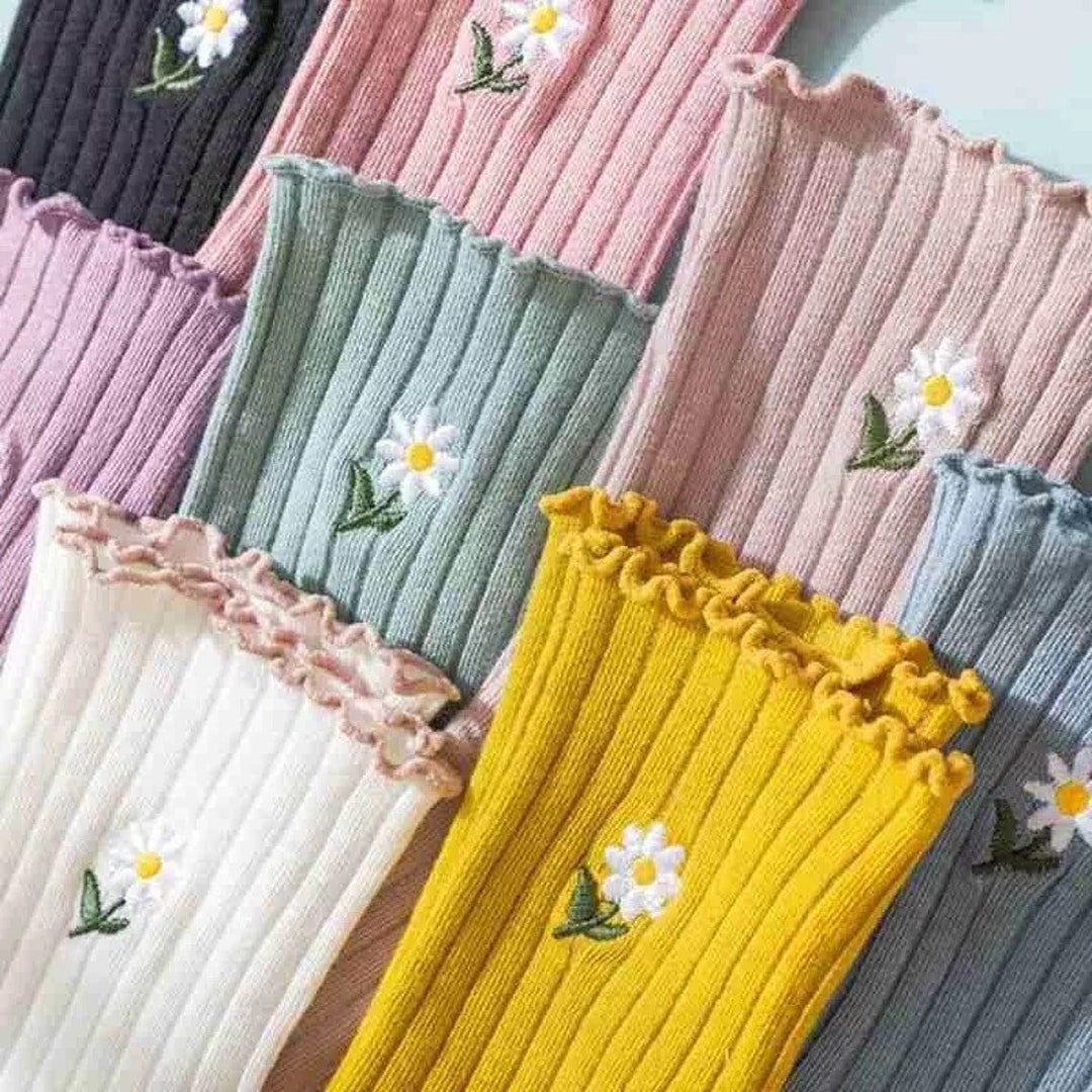 Ruffle Flower Embroidery Socks Vintage Socks Women Socks Gift Etsy