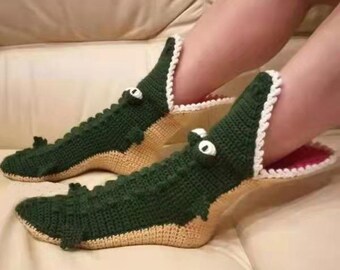 Knit Crocodile Socks Unisex Funny 3D Knit Animal Socks Novelty Shark Crocodile Shape Socks Winter Warm