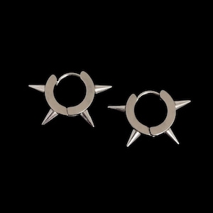 Vicious mini brincos de argola com pontas - unissex masculino feminino aço inoxidável mega spike spikey bloco grosso huggie sleeper joia presente presente
