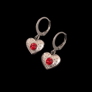 Stone Heart Mini Hoop Earrings - Stainless Steel Birthstone Crystal Huggie Sleeper Drop Jewelry Birthday Gift for Her or for Him