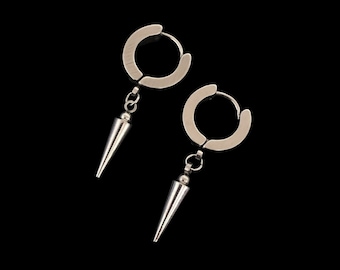Boucles d&#39;oreilles pendantes pointes - unisexe homme femmes en acier inoxydable glaçon lance charme grunge mini créole Huggie dormeur goujon bijoux cadeau d&#39;anniversaire
