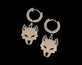 Wolf Mini Hoop Boucles d’oreilles - Unisexe Hommes Femmes Acier Inoxydable Grunge Wolverine Charme Huggie Sleeper Drop Bijoux Cadeau Cadeau d’Anniversaire