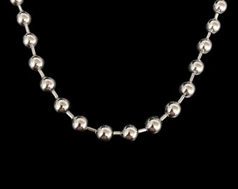Collar de cadena de bolas gruesas - Joyería unisex para hombres y mujeres de acero inoxidable resistente al agua, gruesa, plateada, básica, simple, gargantilla gótica, emo, moda