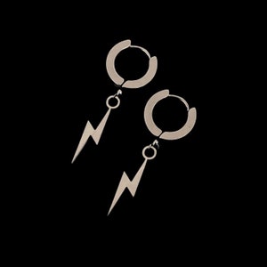 Lightning Bolt Mini Hoop Earrings - Unisex Mens Womens Stainless Steel Grunge Thunder Charm Huggie Sleeper Drop Jewelry Birthday Present