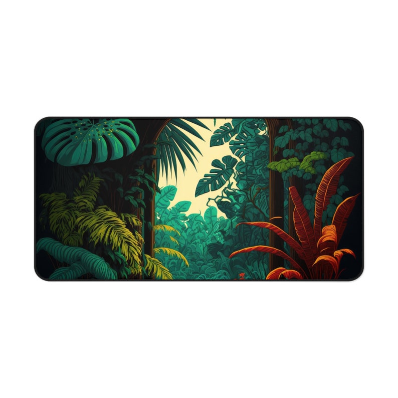 Dark Green Monstera Leaves Desk Mat Gaming Mouse Pad Nature Plant Illustration Large Mousepad Office Desk Accessories Decor Gift image 2