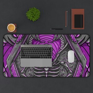 Goth Coffin Desk Mat, Long Desk Mats, Mousepad, Gaming Mousepad, Large Deskpad, Handdrawn, Extended image 4