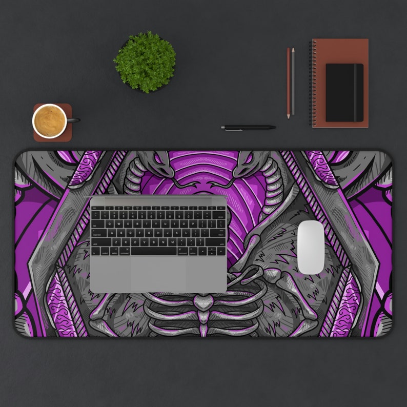 Goth Coffin Desk Mat, Long Desk Mats, Mousepad, Gaming Mousepad, Large Deskpad, Handdrawn, Extended image 4