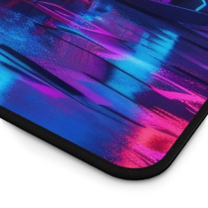 80s Arcade Gaming Neon Desk Mat, Long Desk Mats, Retrowave, Vaporwave Mousepad, Gaming Mousepad, Large Deskpad, Extended image 5