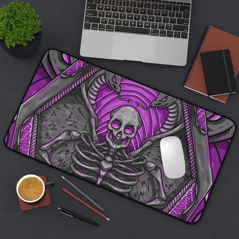 Goth Coffin Desk Mat, Long Desk Mats, Mousepad, Gaming Mousepad, Large Deskpad, Handdrawn, Extended image 10