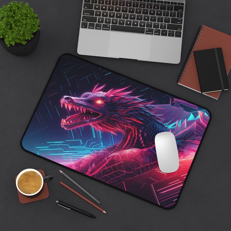 Desk Mat, Oriental Japanese Neon Dragon Large Desk Pad, Extend Gaming Mouse Pad Extra Large Chinese Dragon Mousepad Deskmat Deskpad Mausmat image 5