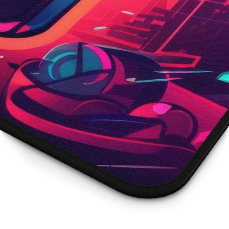 Retro Boombox Artwork Desk Mat, Neon, Long Desk Mats, Mousepad, Gaming Mousepad, Large Deskpad, Aesthetic image 5