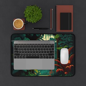 Dark Green Monstera Leaves Desk Mat Gaming Mouse Pad Nature Plant Illustration Large Mousepad Office Desk Accessories Decor Gift image 9