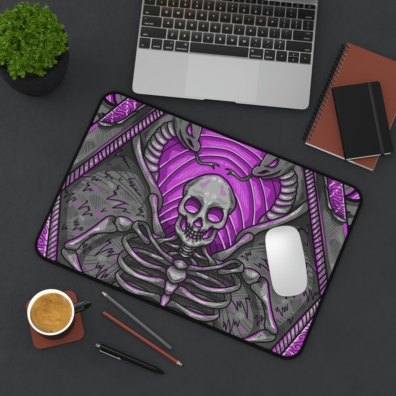 Goth Coffin Desk Mat, Long Desk Mats, Mousepad, Gaming Mousepad, Large Deskpad, Handdrawn, Extended image 6