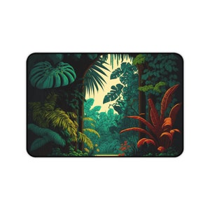 Dark Green Monstera Leaves Desk Mat Gaming Mouse Pad Nature Plant Illustration Large Mousepad Office Desk Accessories Decor Gift image 7