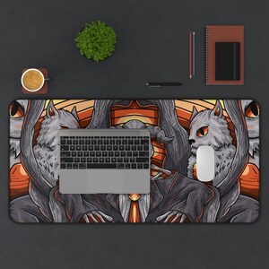 Goth Skull Desk Mat, Long Desk Mats, Mousepad, Gaming Mousepad, Large Deskpad, Handdrawn, Extended image 4