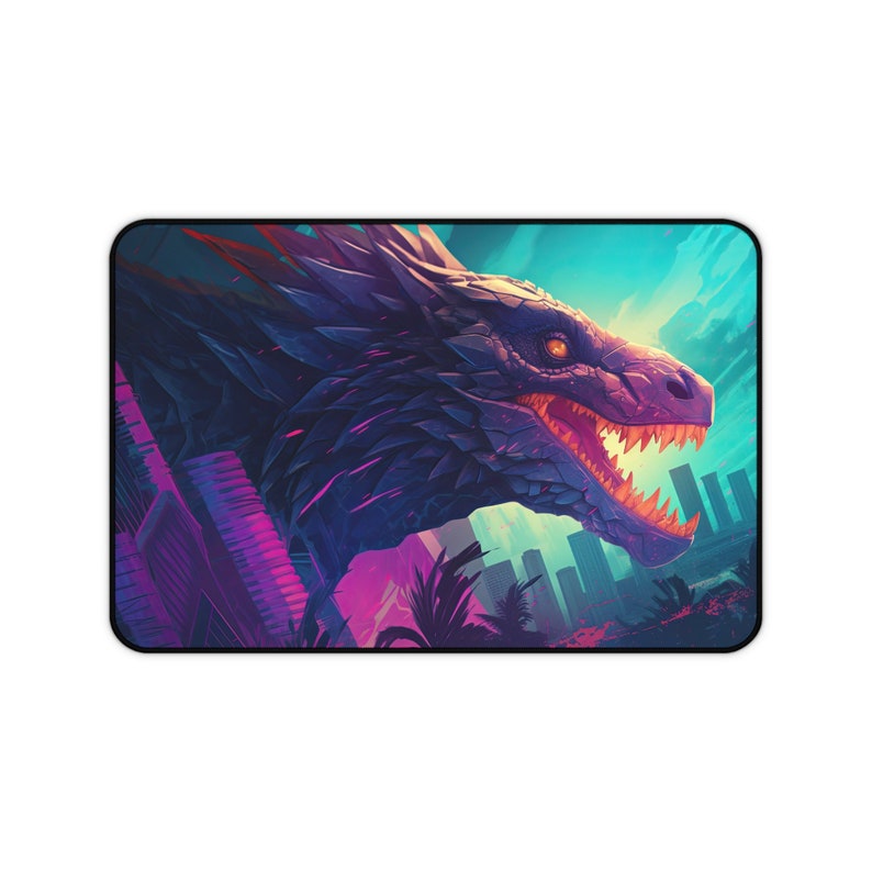 Desk Mat, Neon 80s Japanese Dragon Large Desk Pad, Extend Gaming Mouse Pad, Chinese Dragon Mousepad Mousemat, Deskpad Deskmat Mauspad image 6