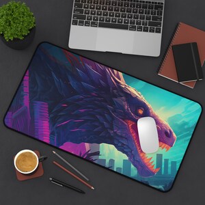 Desk Mat, Neon 80s Japanese Dragon Large Desk Pad, Extend Gaming Mouse Pad, Chinese Dragon Mousepad Mousemat, Deskpad Deskmat Mauspad image 9