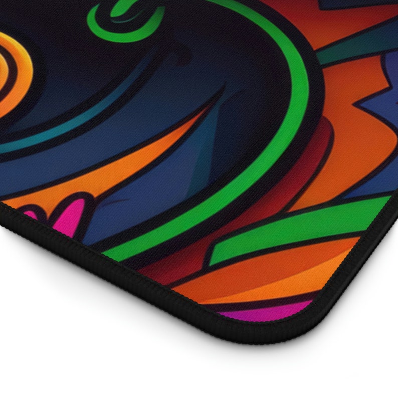 Neon Graffiti Artwork Desk Mat, Long Desk Mats, Mousepad, Gaming Mousepad, Large Deskpad, Extended image 5