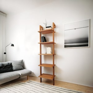 Custom Size Solid Beechwood Bookshelf: Modular Ladder Bookcase