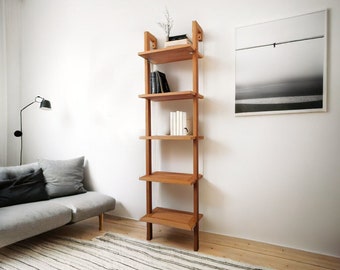 Custom Size Solid Beechwood Bookshelf: Modular Ladder Bookcase