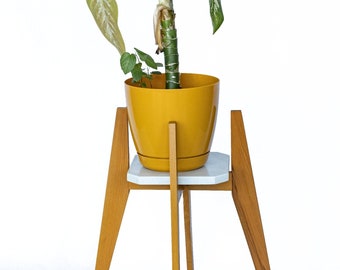 Mid-Century Wooden Plant Stand - Elegant Modern Pot Stand for Indoor Plants