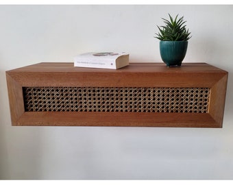 Customizable Entryway Console Table, Floating Rattan Nightstand,  Wall Dressing Table with Rattan Cover, No customs duty for the USA and EU