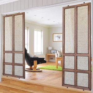 Custom-made Rattan Panel, Cane Webbing Room Divider, and Door Panel