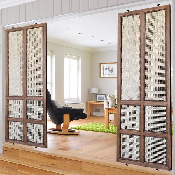 Custom-made Rattan Panel, Cane Webbing Room Divider, and Door Panel