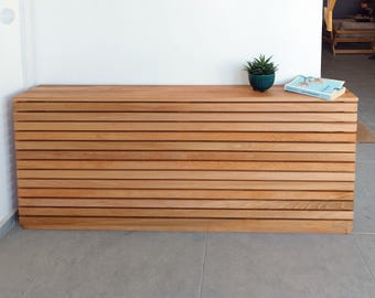 Custom Beech Wood Radiator Cover, Slatted Front, Cat Sleeping Surface (Made to Order)