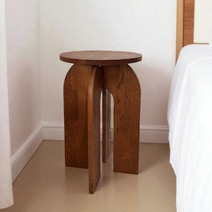 Round Bedside Table, Solid Beech Wood, Custom Diameter