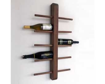 Wine Rack Wall Mounted, Wooden Wine Rack, Custom Size Rustic Modern Wine Storage, Solid Wood