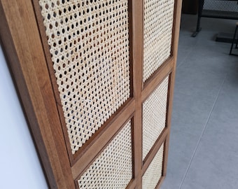 Rattan Door Panel, Sliding Door, Bi-fold Door, Folding Door, Solid Wood, Custom Size, Made to Order