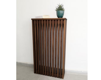 Custom Size Radiator Cover, 9-inch (23 cm) DepthSlat Design Solid Wood Heater Cover with Wooden Slats, Cat Sleeping Area