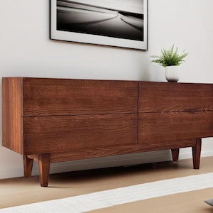 Custom Solid Wood Media Console Table: TV Stand with Storage