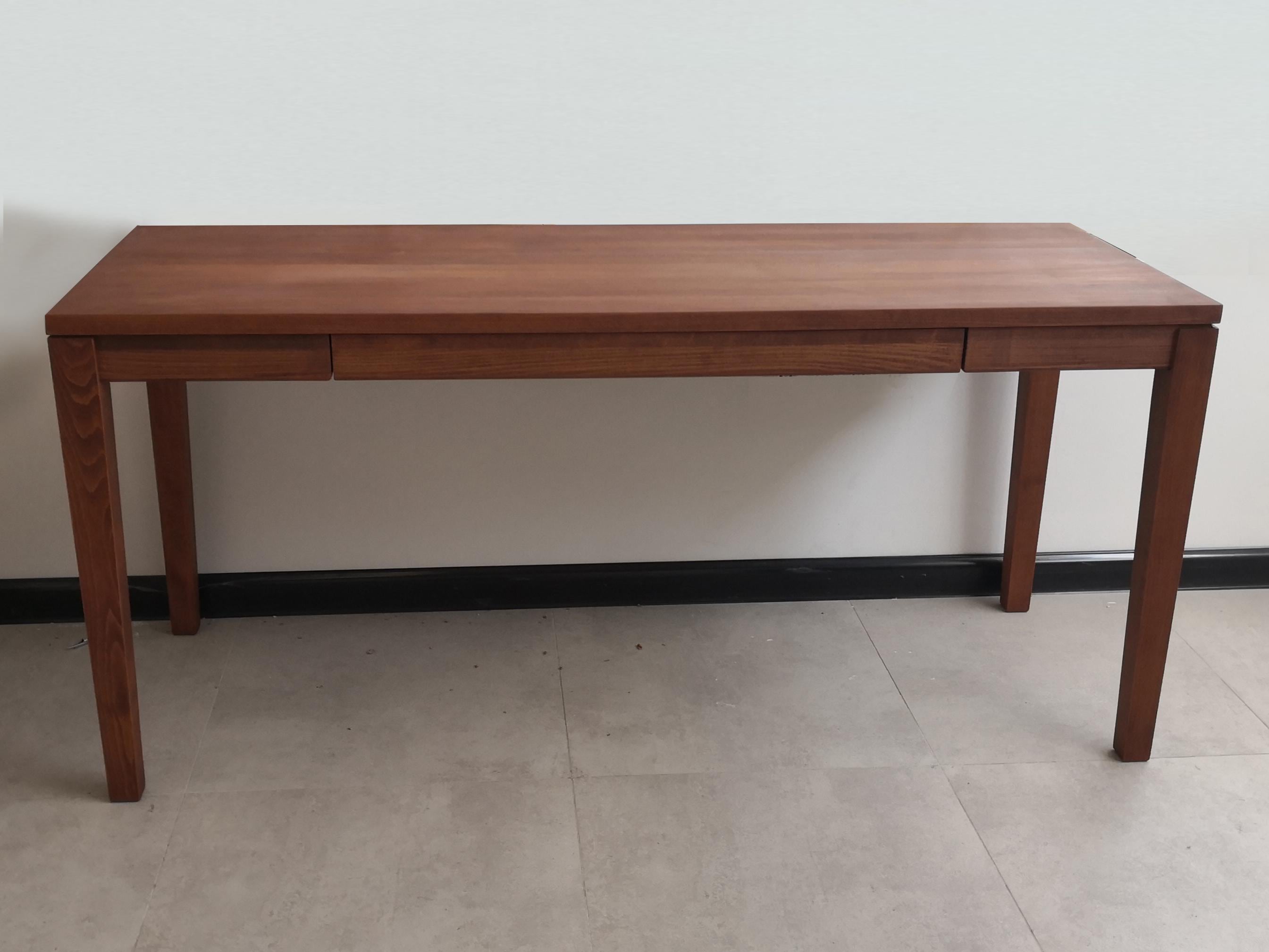 Minimalist Solid Beech Wood Desk With Drawer: Home Office Study Table ...