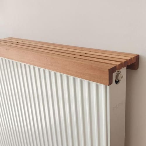 Estante para radiador, madera maciza de haya, tamaño personalizado, tapa con listones, lugar para que duerma el gato