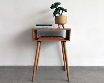 Modern Nightstand, Console Table, Custom Size in Solid Wood, Made to Order Bedside Table