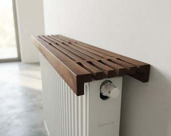 Radiator Top Shelf, Beech Wood Cover With Custom Width And Depth