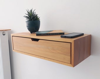 Mesita de noche flotante de madera de haya a medida: consola de pared escandinava