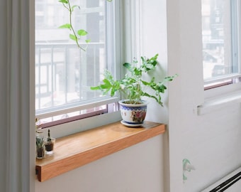 Alféizar de ventana de madera de tamaño personalizado: hecho a mano con madera maciza, hecho a pedido