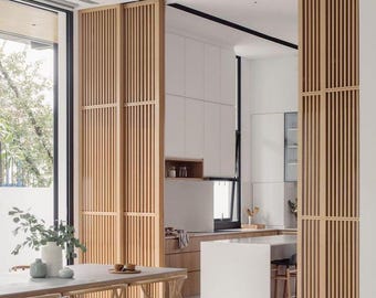 Custom Size Slatted Door Panel with Sliding and Folding Options