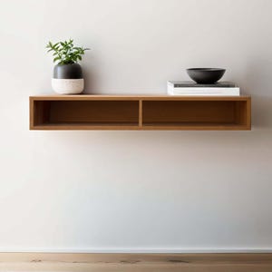 Custom Size Floating Entryway Console Table, No customs duty for the USA and EU, Solid Wood Wall Mounted Shelf, Made to Order