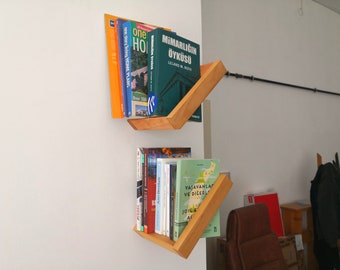 Schwimmendes Bücherregal, Bücherregal aus Holz für die Wand, modernes Bücherregal, skandinavisches Design