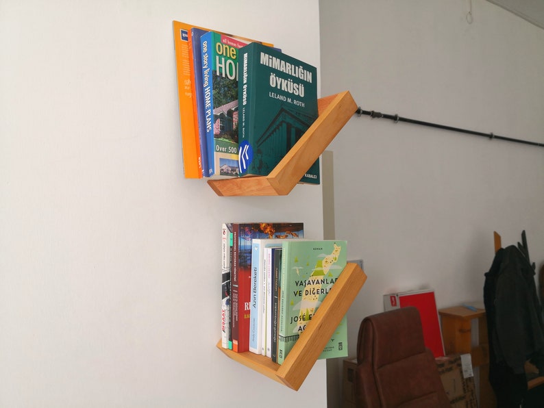 Floating Book Shelf, Wooden Bookcase for Wall, Modern Bookshelf, Scandinavian Design image 1