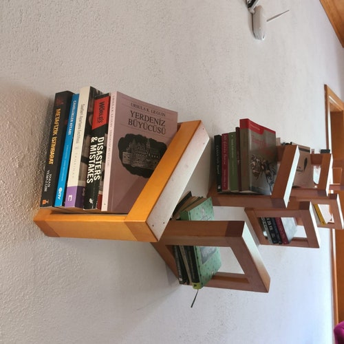 Luksa Corner Bookcase Wall Mounted Stylish Floating Shelf Etsy Canada